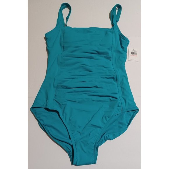 Calvin Klein Other - Calvin Klein Pleated Front One-Piece Swimsuit Sz 10 Cerulean NWT